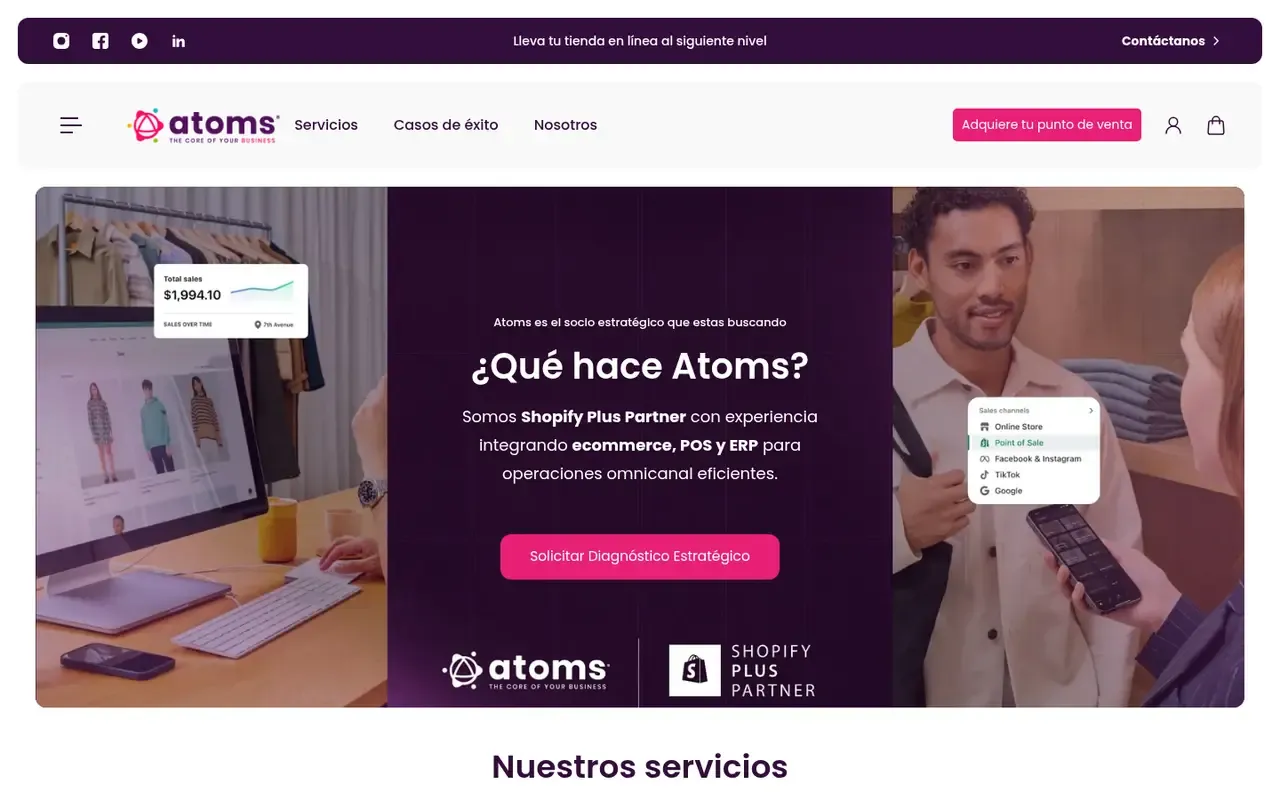 Atoms eCommerce home page