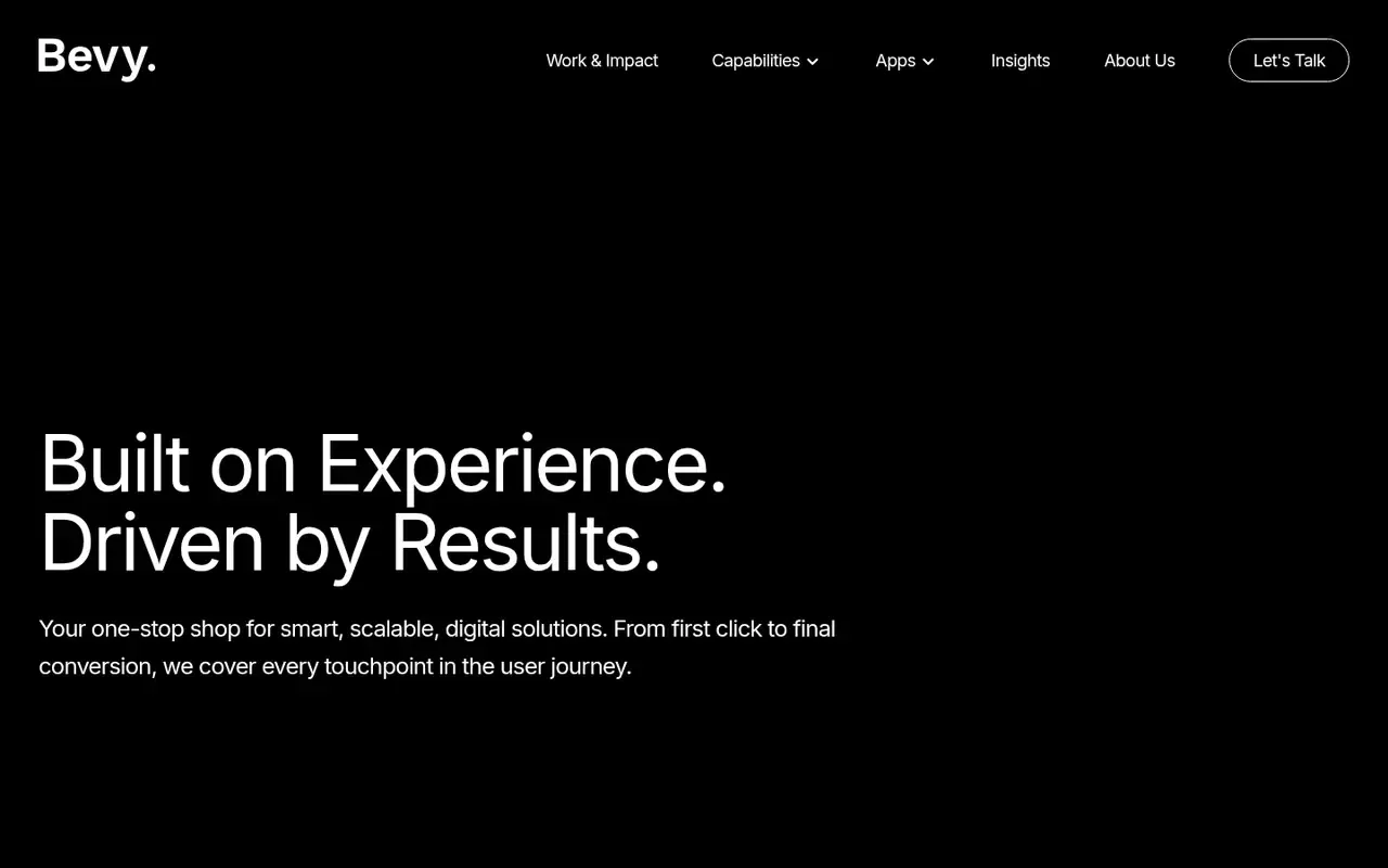 Bevy Commerce home page