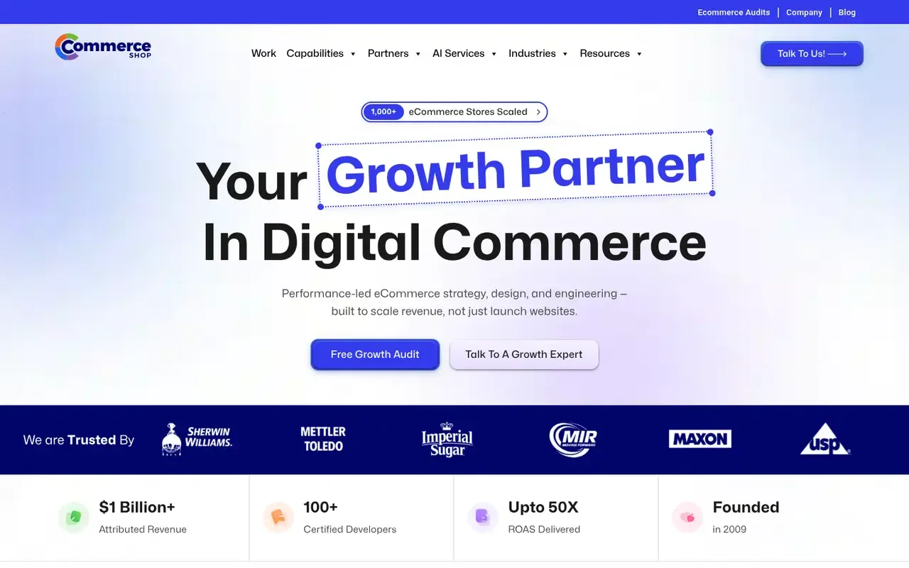 CommerceShop home page