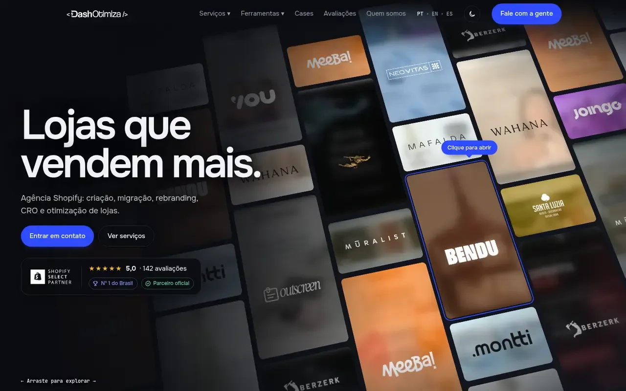 Dash Otimiza home page