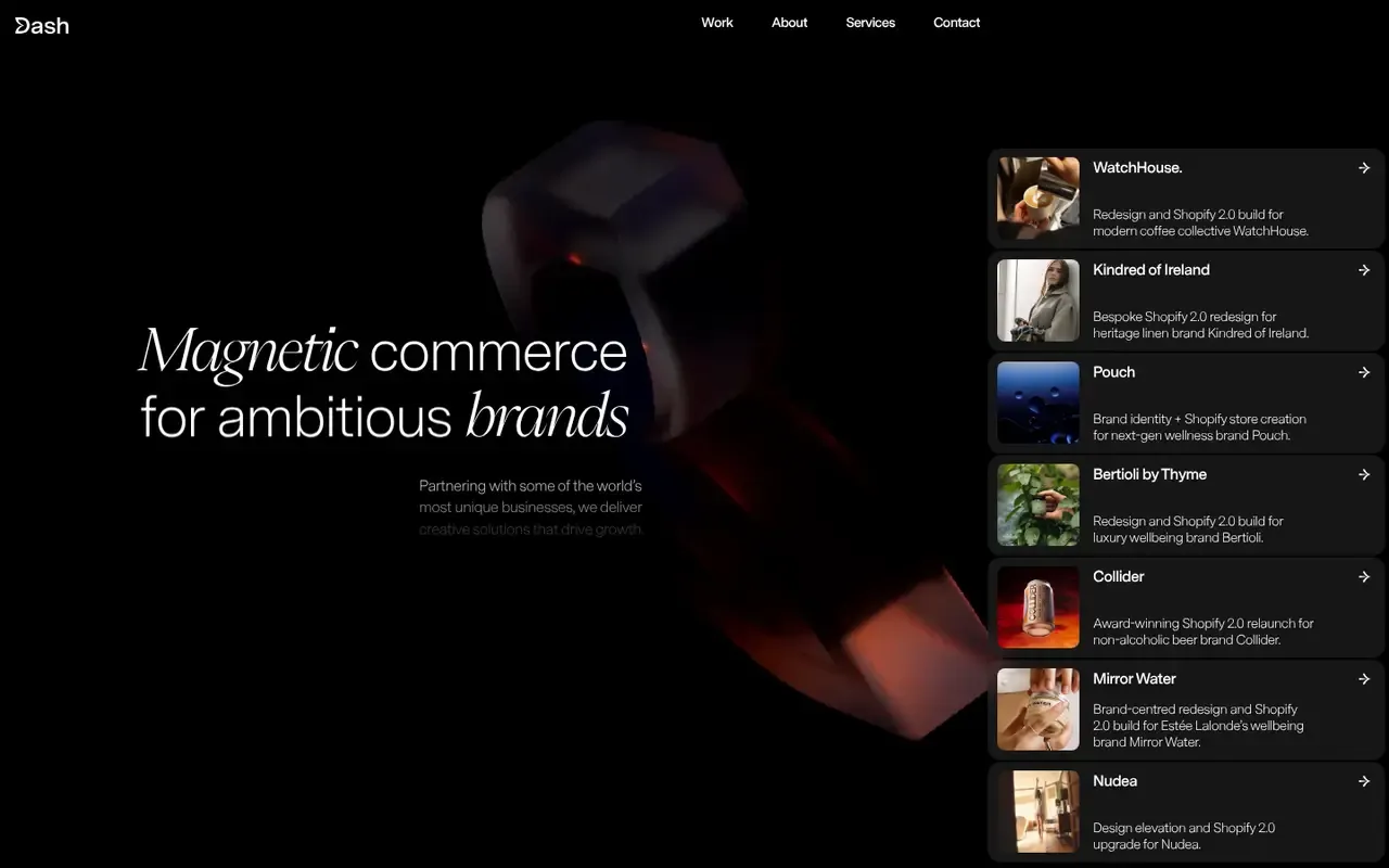 Dash home page