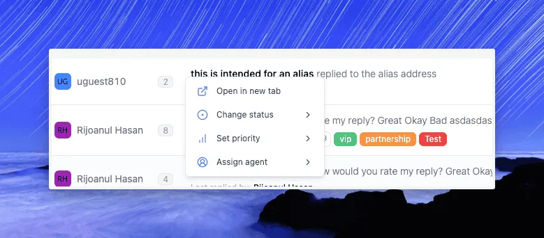 Shareable Live Chat Links & Right-Click Menu for Conversations