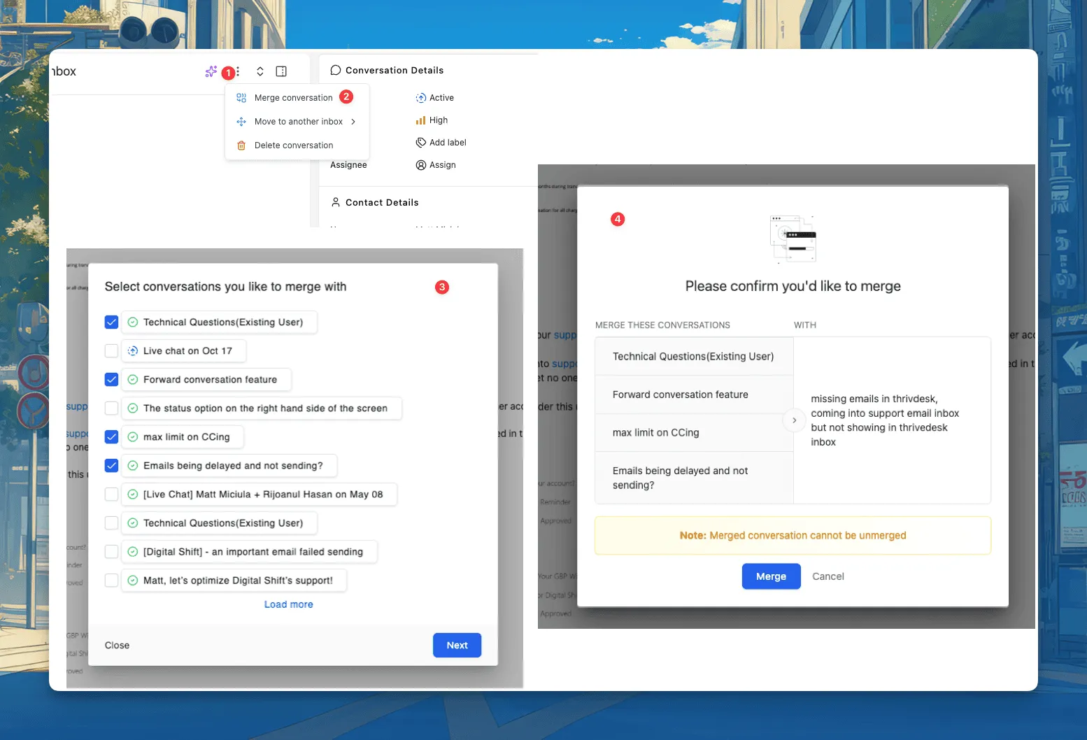 Merge Bulk Conversations, Unified Inbox & Chat Widget API Update