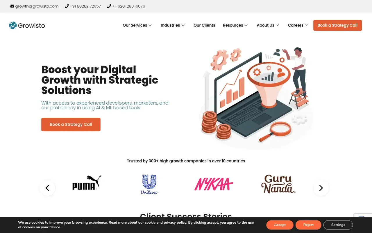 Growisto home page