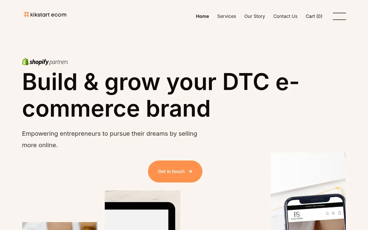 Kikstart Ecom home page
