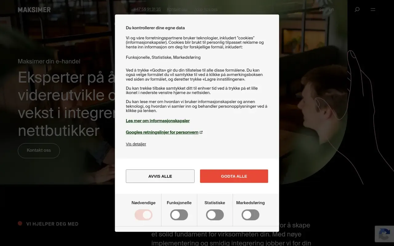 Maksimer home page