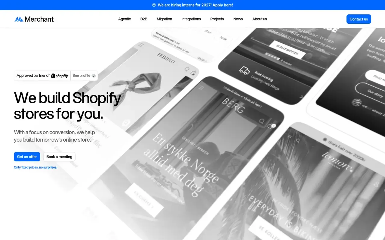 Merchant home page