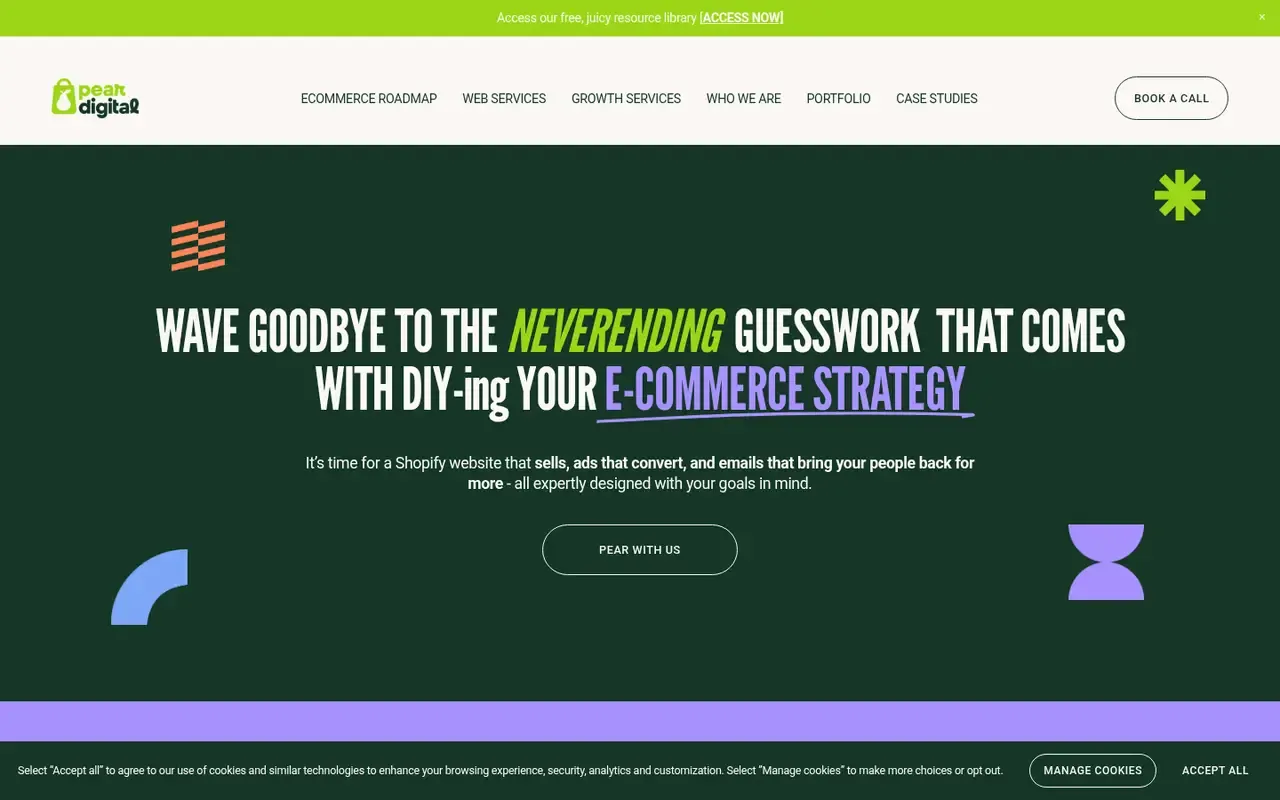 Pear Digital home page
