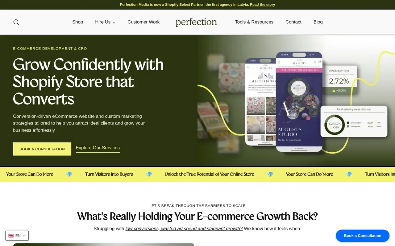 Perfection Media home page