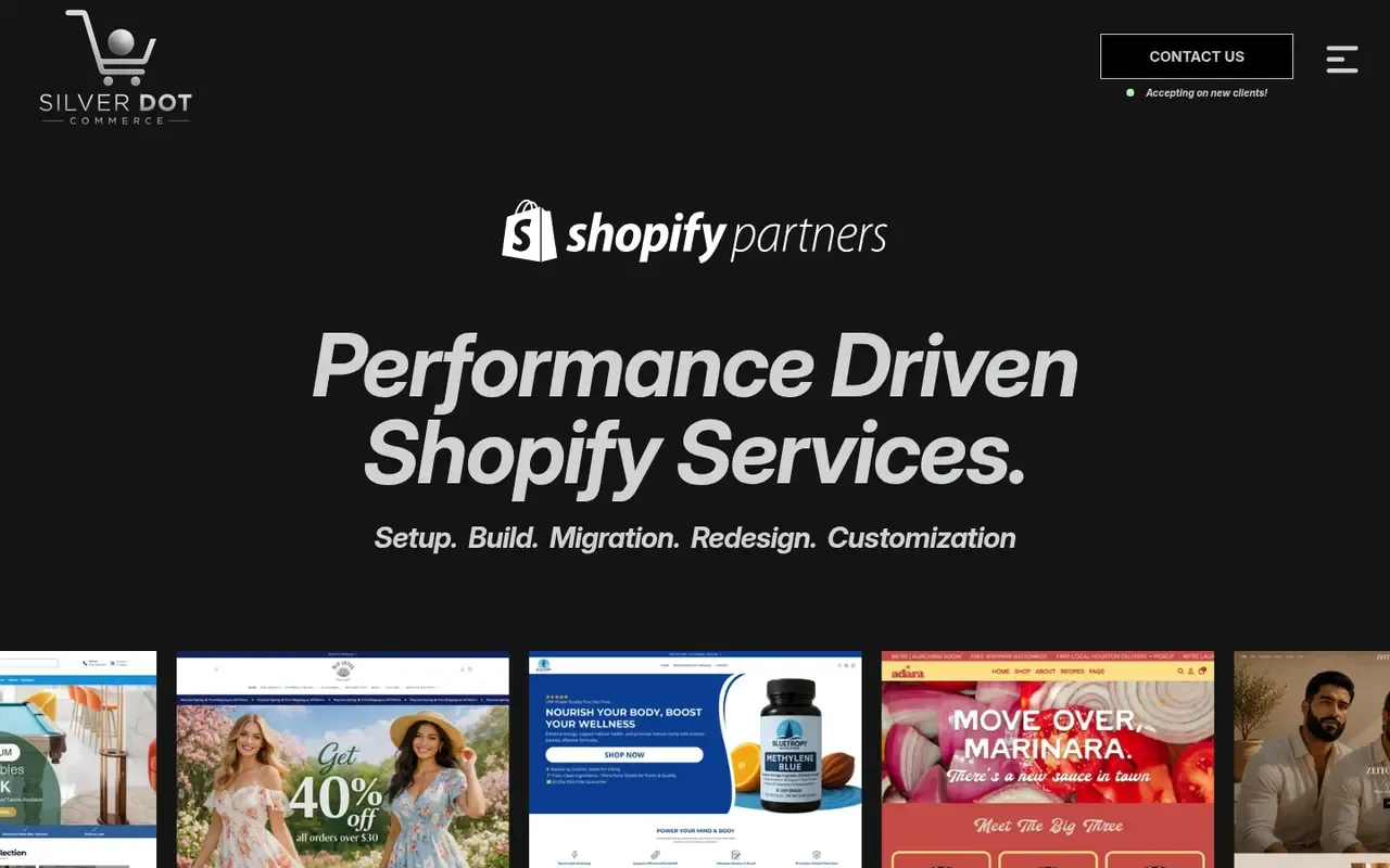 Silver Dot Commerce home page