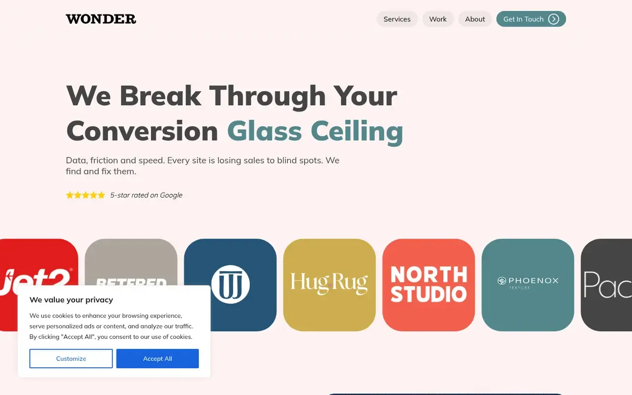 Wonder Agency home page