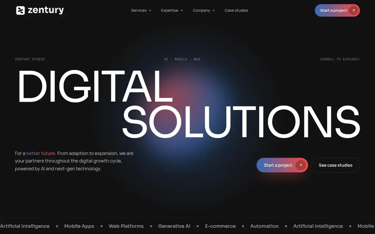 Zentury Studio home page