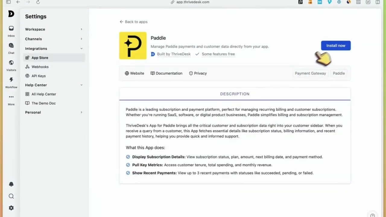 Paddle Integration for ThriveDesk - Customer Support for SaaS