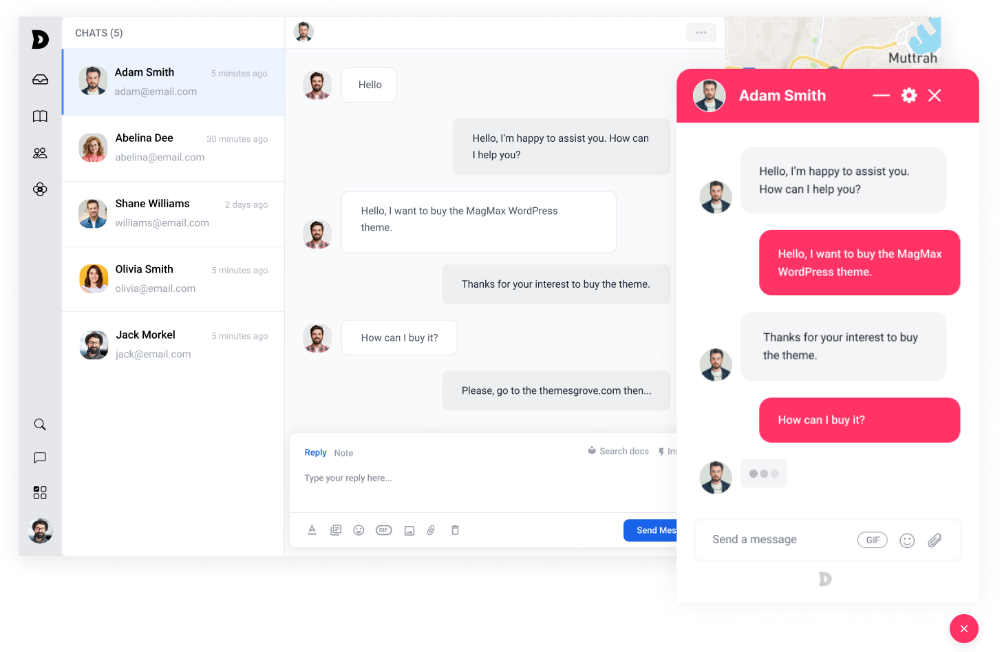 live chat agent ui