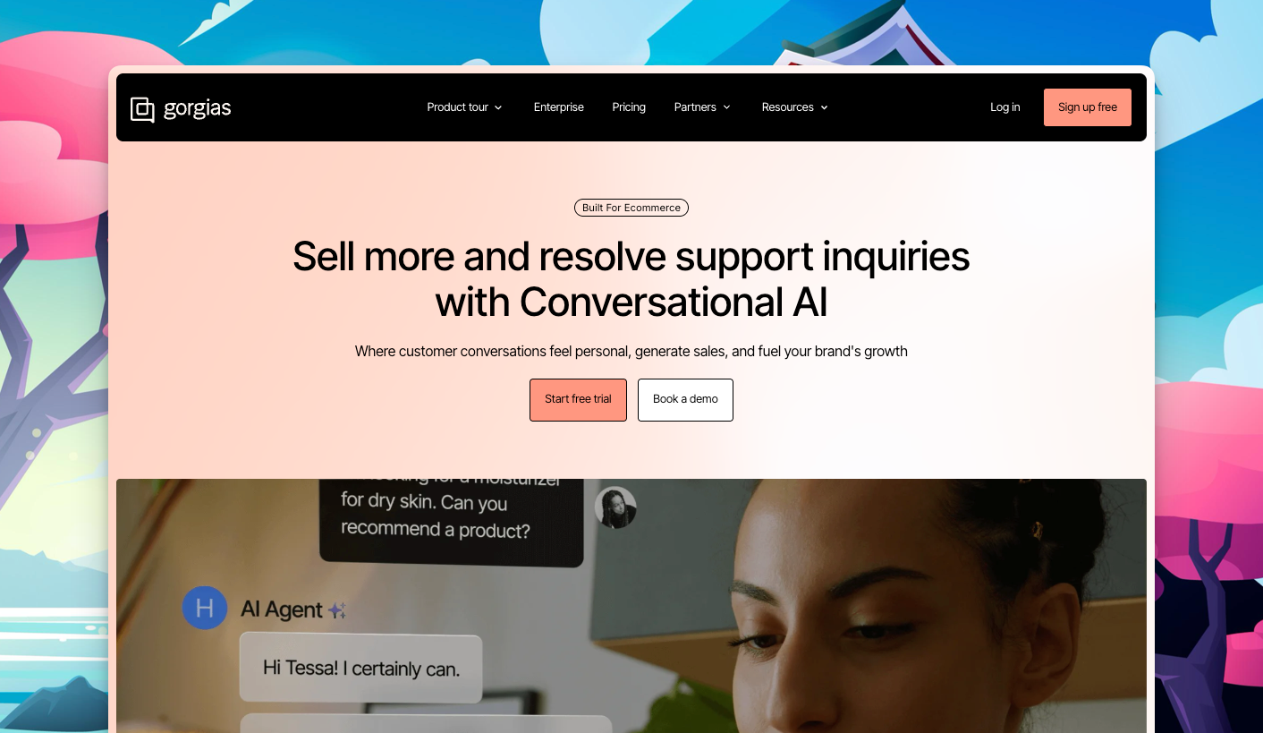 5 Help Scout alternatives, recommended by... an Help Scout competitor?! 10 Gorgias customer support chatbot illustration, CRM integration, AI-powered communication platform for eCommerce, conversational AI, customer engagement solution.