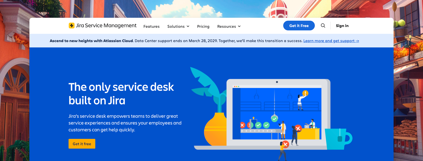 Zendesk vs JIRA Service Management: un análisis en profundidad 2 Jira Service Management platform showing integration with Atlassian Cloud for streamlined service desk operations.