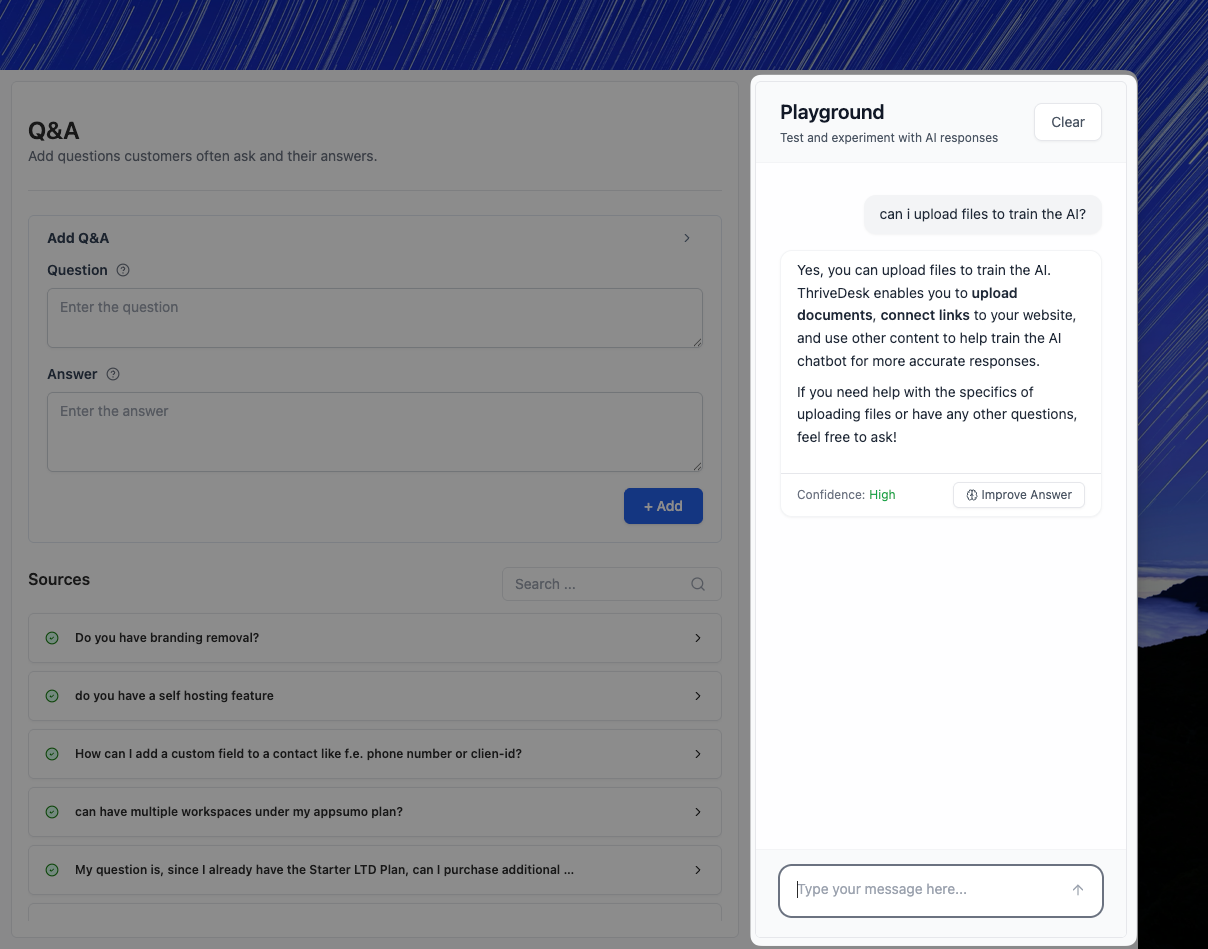 ai playground - ThriveDesk