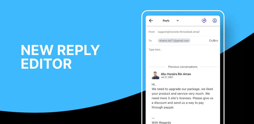 Introducing iOS App v2.0 4 ios reply editor - ThriveDesk