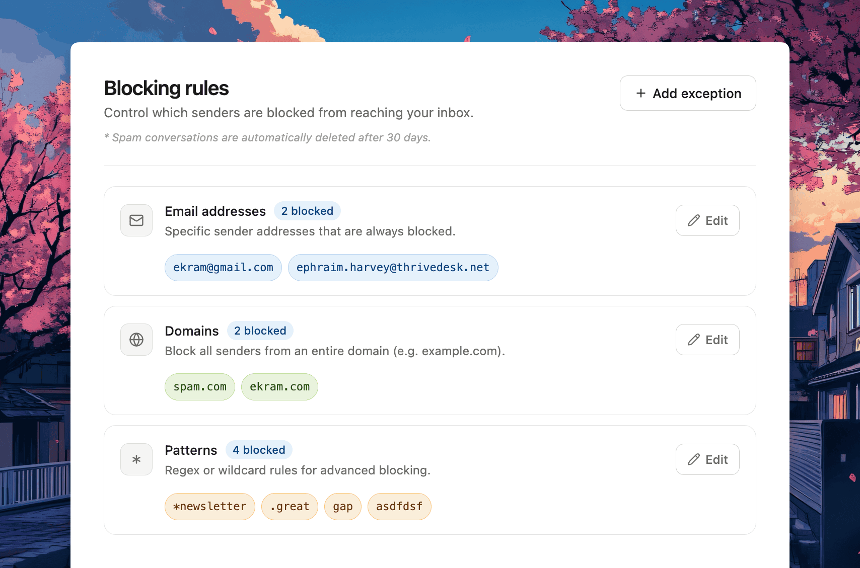 blocking rules - ThriveDesk